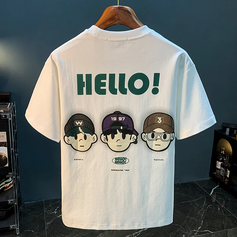 夏天男士短袖洋气薄款衣服潮流宽松百搭T恤衫夏季轻奢痞帅男装