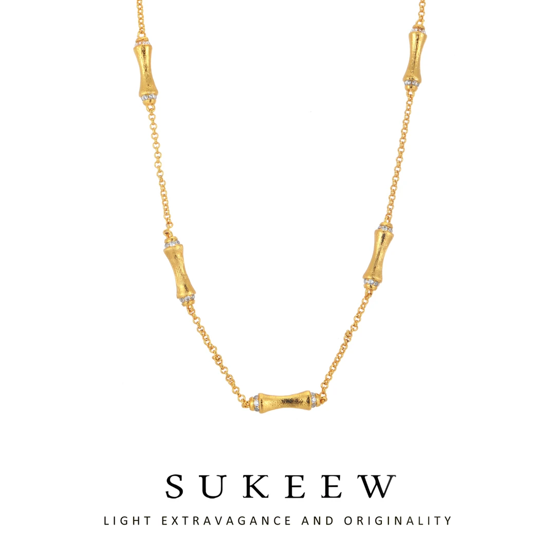 SUKEEW/酥可 镀k金 新中式轻奢拉丝竹节精致项链201103