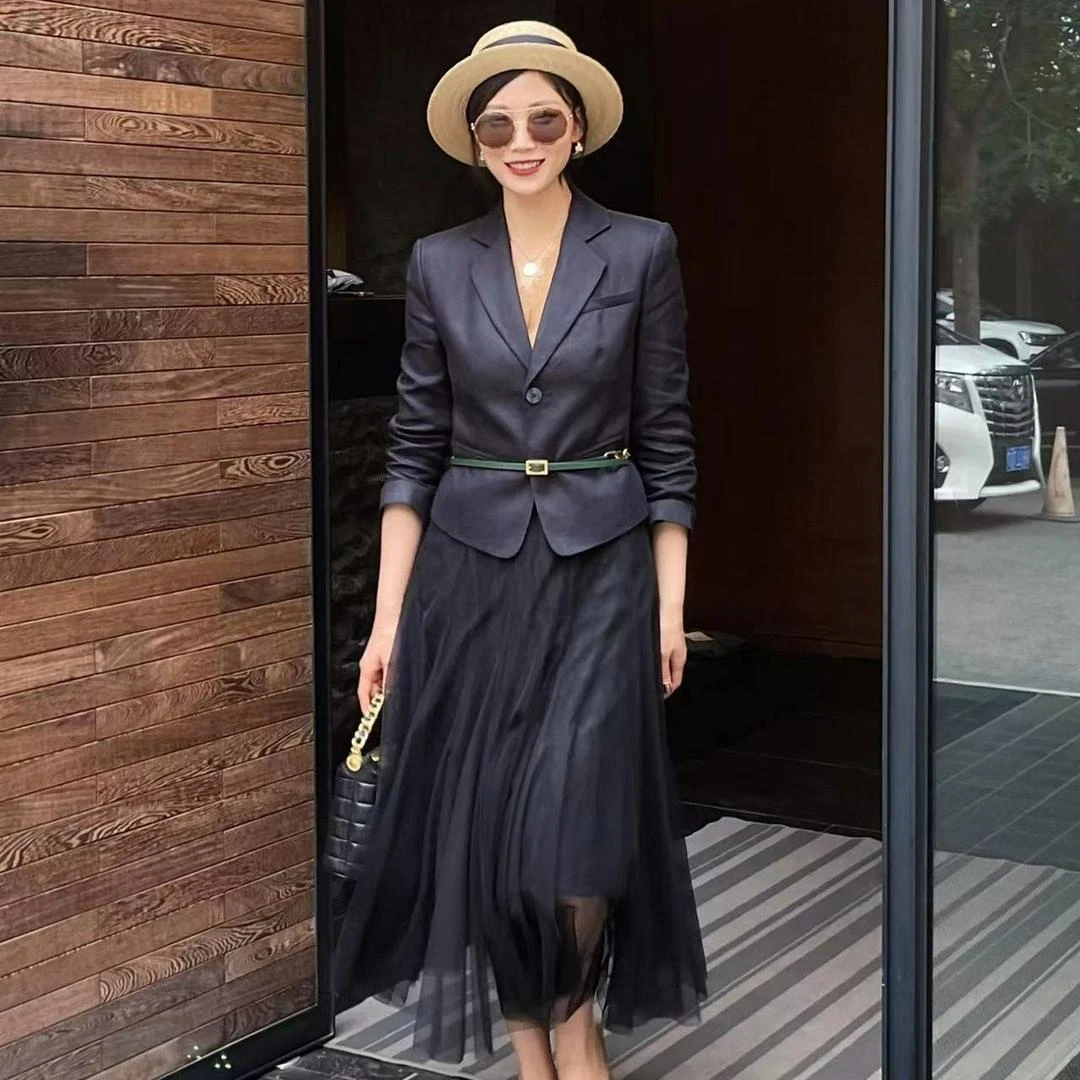 AMASS阿玛施夏季女装亚麻老钱风显瘦气质西装外套通勤西服5400681