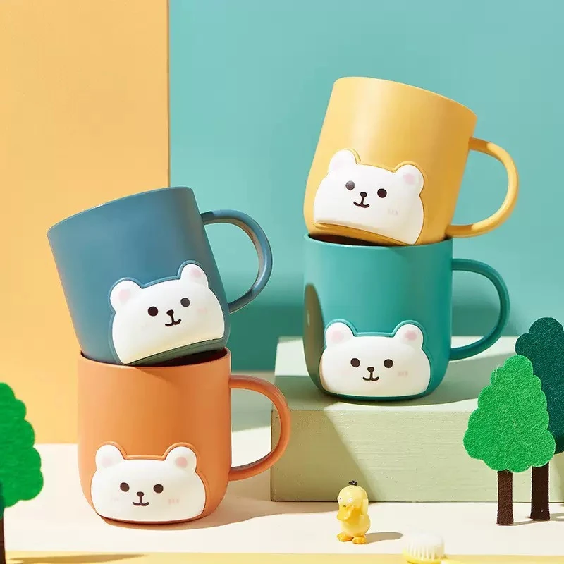 高颜值加厚洗漱杯卡通风小熊牙刷杯防摔耐用情侣款学生刷牙漱口缸