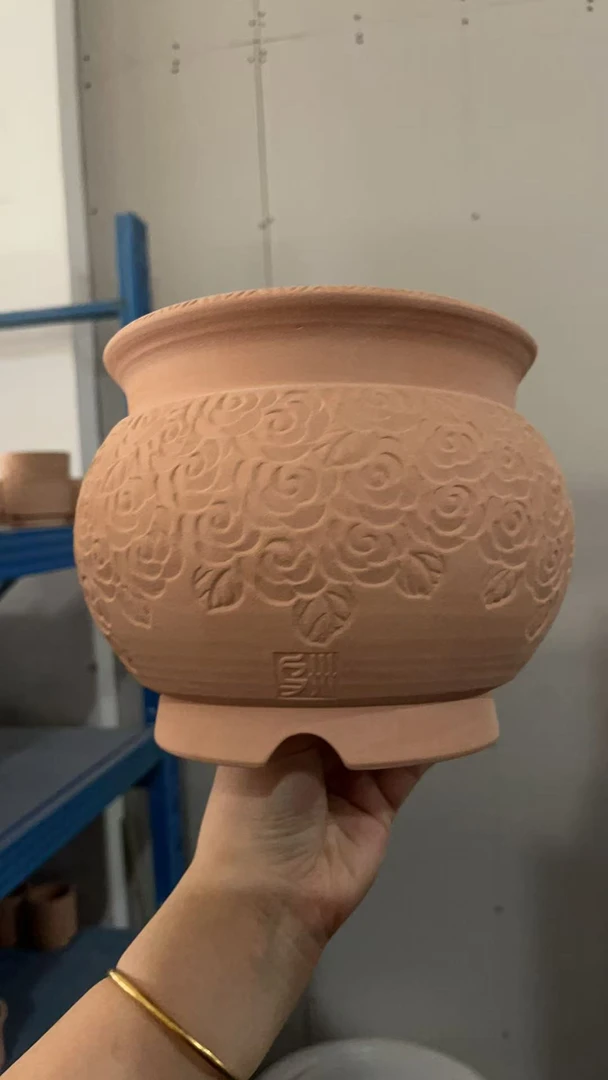 景德镇乌卅创意国风多肉透气控养手工陶瓷花盆罗汉玫瑰预售