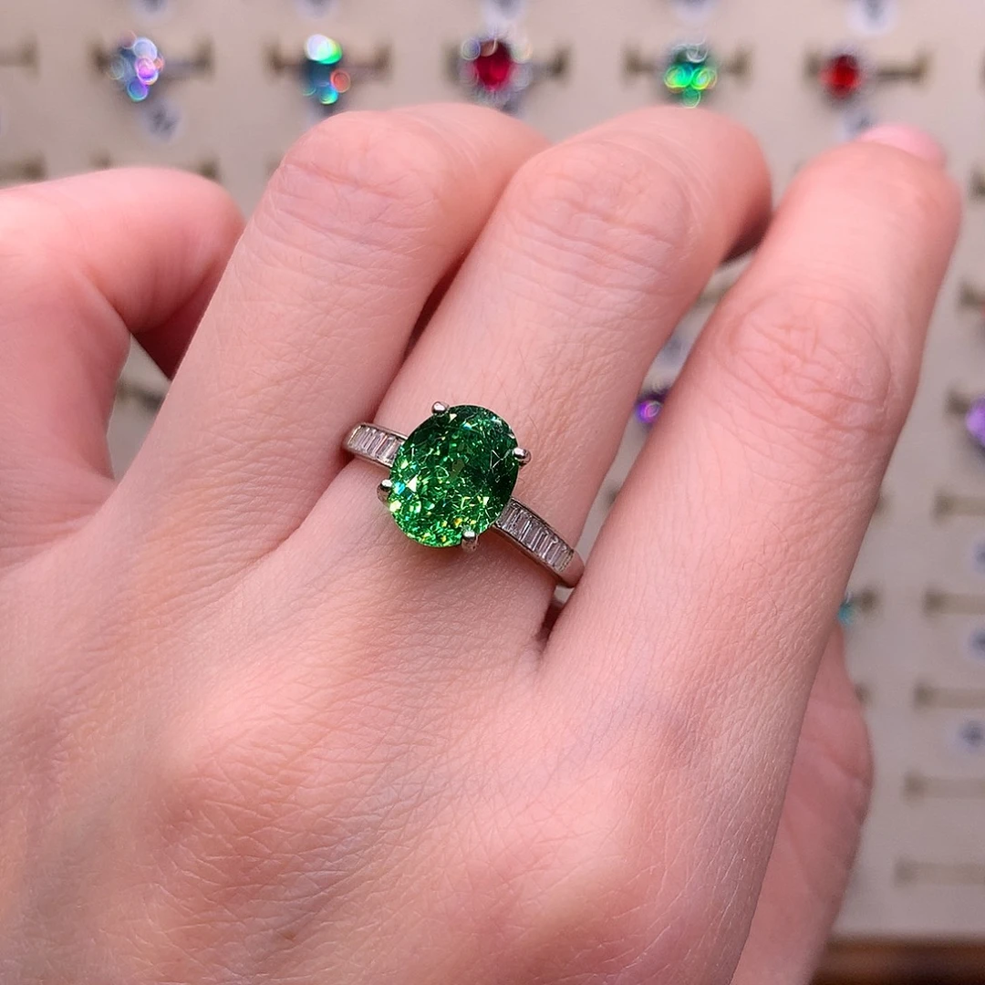 碧玺戒指银S925镶嵌