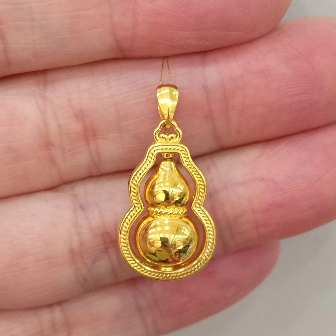 足金999黄金吊坠真金正品纯黄金葫芦吊坠闪亮光面精品时尚挂坠子