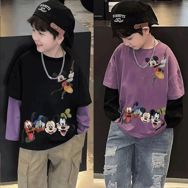 儿童秋季新款打底衫圆领T恤男童女童春秋款上衣内搭儿童长袖上衣t