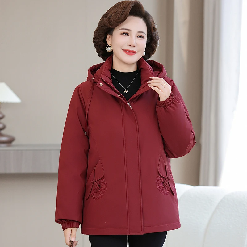 冬季新款中老年羽绒服女短款加厚派克妈妈装时尚保暖奶奶冬装外套