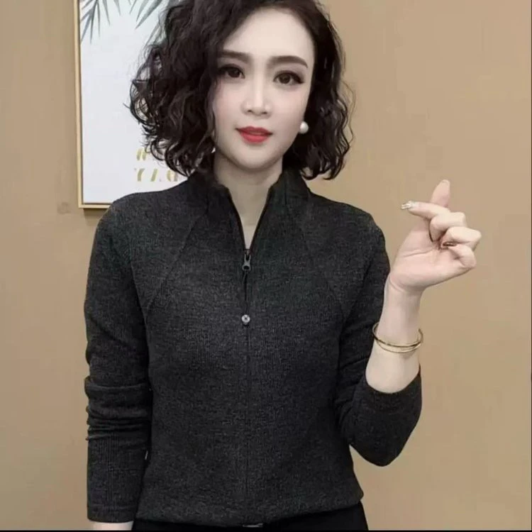 2025秋冬新款高级设计纯色拉链开衫百搭显瘦双面德绒保暖长袖上衣