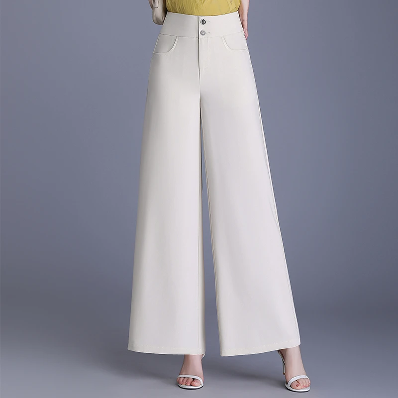 冰丝阔腿裤女2025夏季新款高腰垂感休闲裤宽松显瘦直筒裤薄款长裤