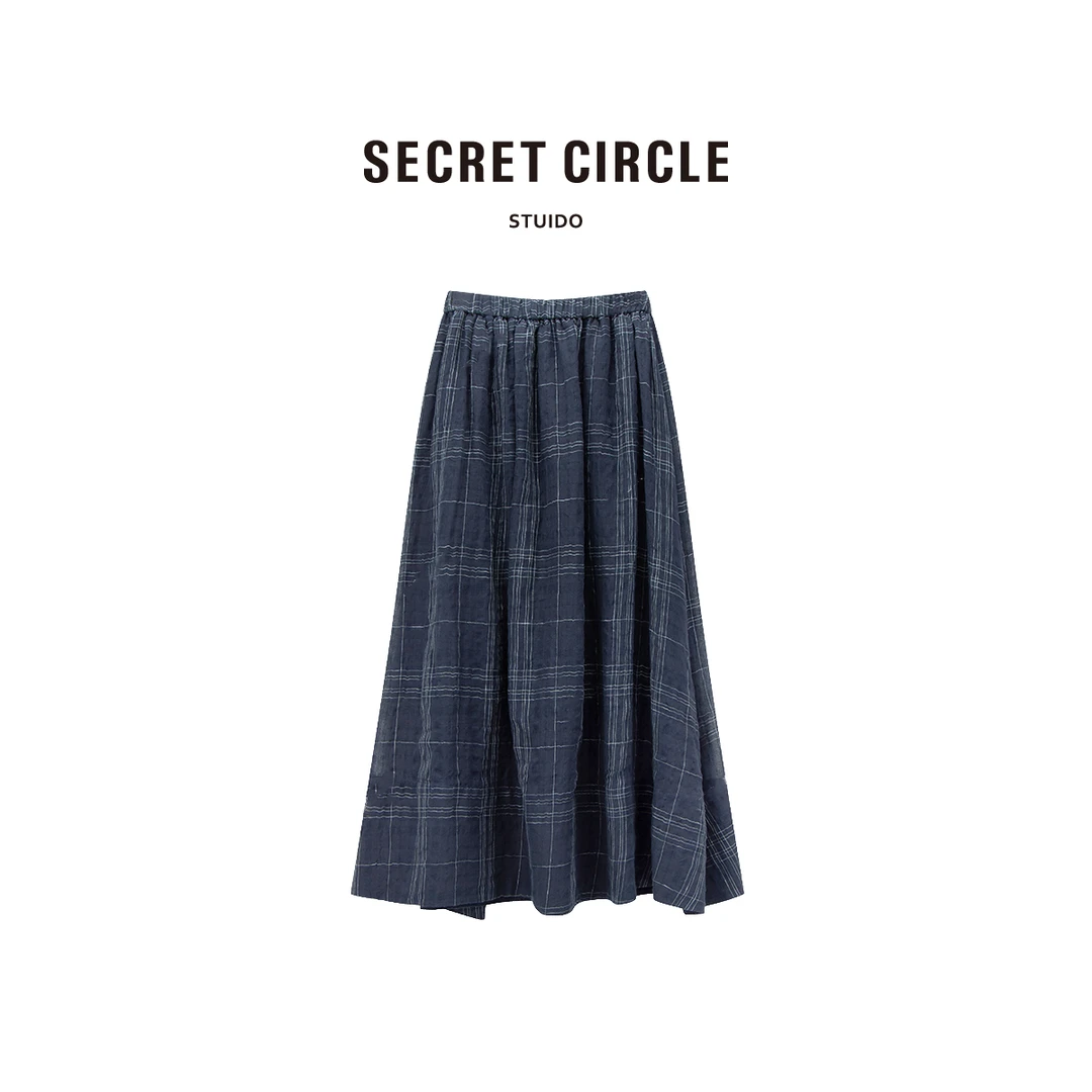 SECRET CIRCLE·秘社 "半裙" 棉麻混纺松紧腰中长半身裙 B0919