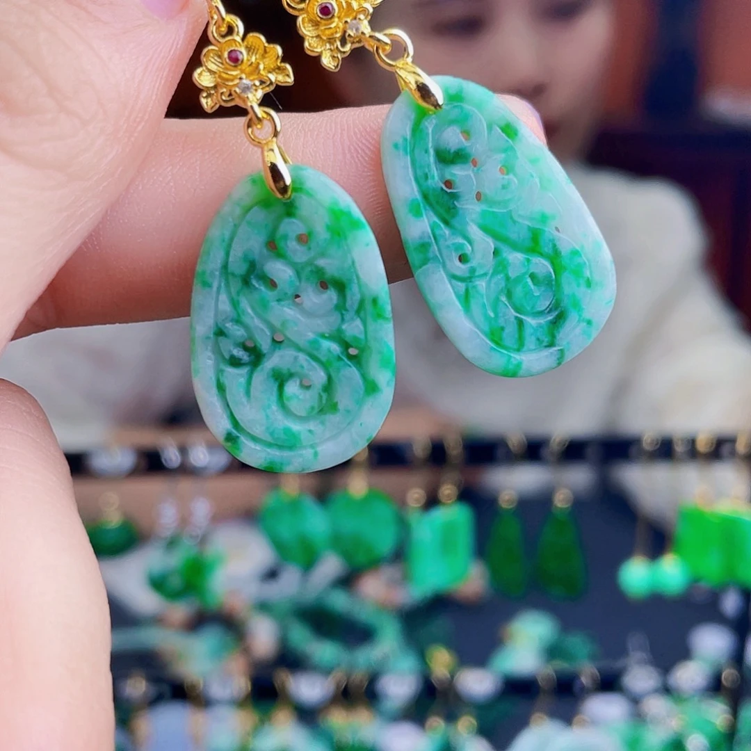 翡翠未镶嵌耳饰饰品