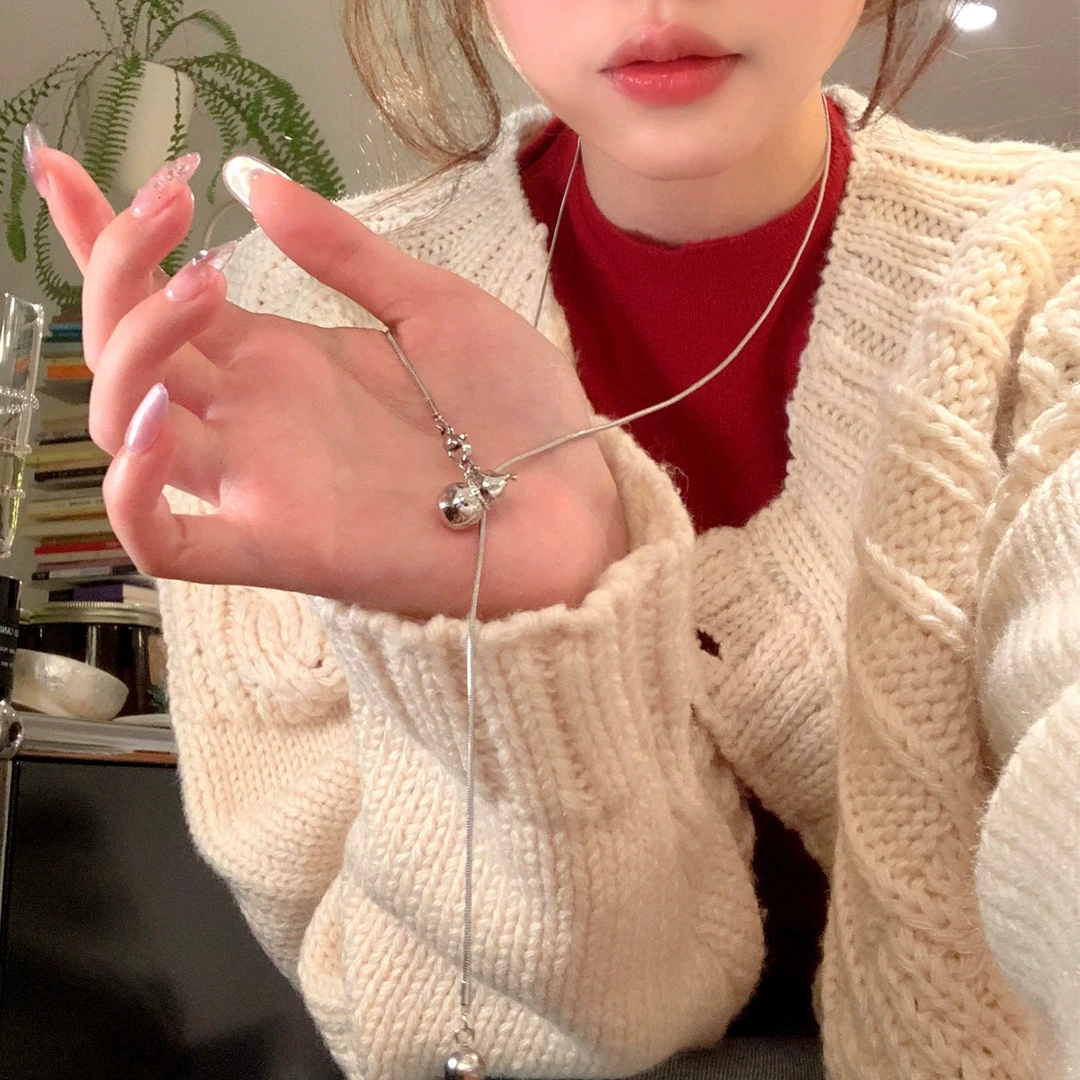 钛钢项链 秋冬设计感可抽拉葫芦毛衣链女气质百搭项链卫衣链配饰