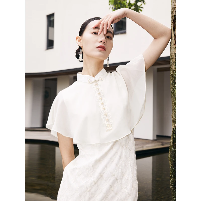 【媛媛女王专享】品玉【 凉凉午后】白色旗袍女新中式P22TQ3091