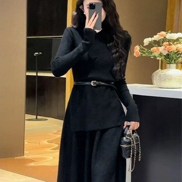 高级感小香针织毛衣连衣裙子女秋冬季2025新款内搭套装穿搭两件套