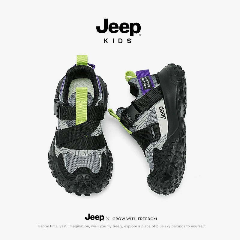 jeep儿童运动鞋男童2025新款秋季透气网面鞋子女童轻便防滑跑步鞋