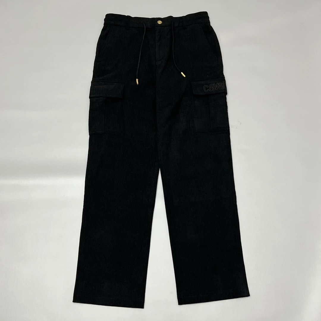 Cavalli Class/卡沃利 黑色灯芯绒工装休闲裤 2562004