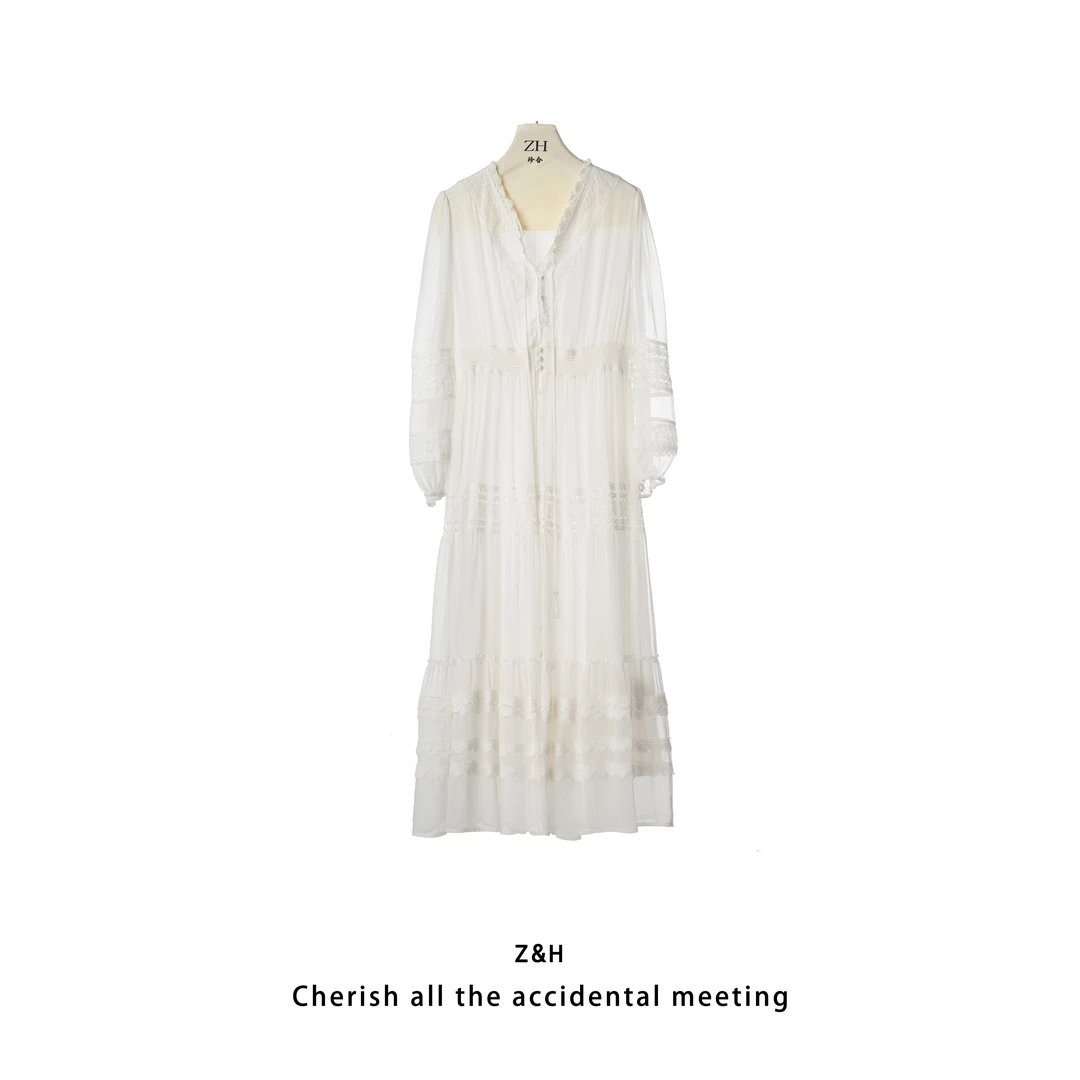 ZH【南屏晚风】高货重工法式超仙时尚百搭气质连衣裙