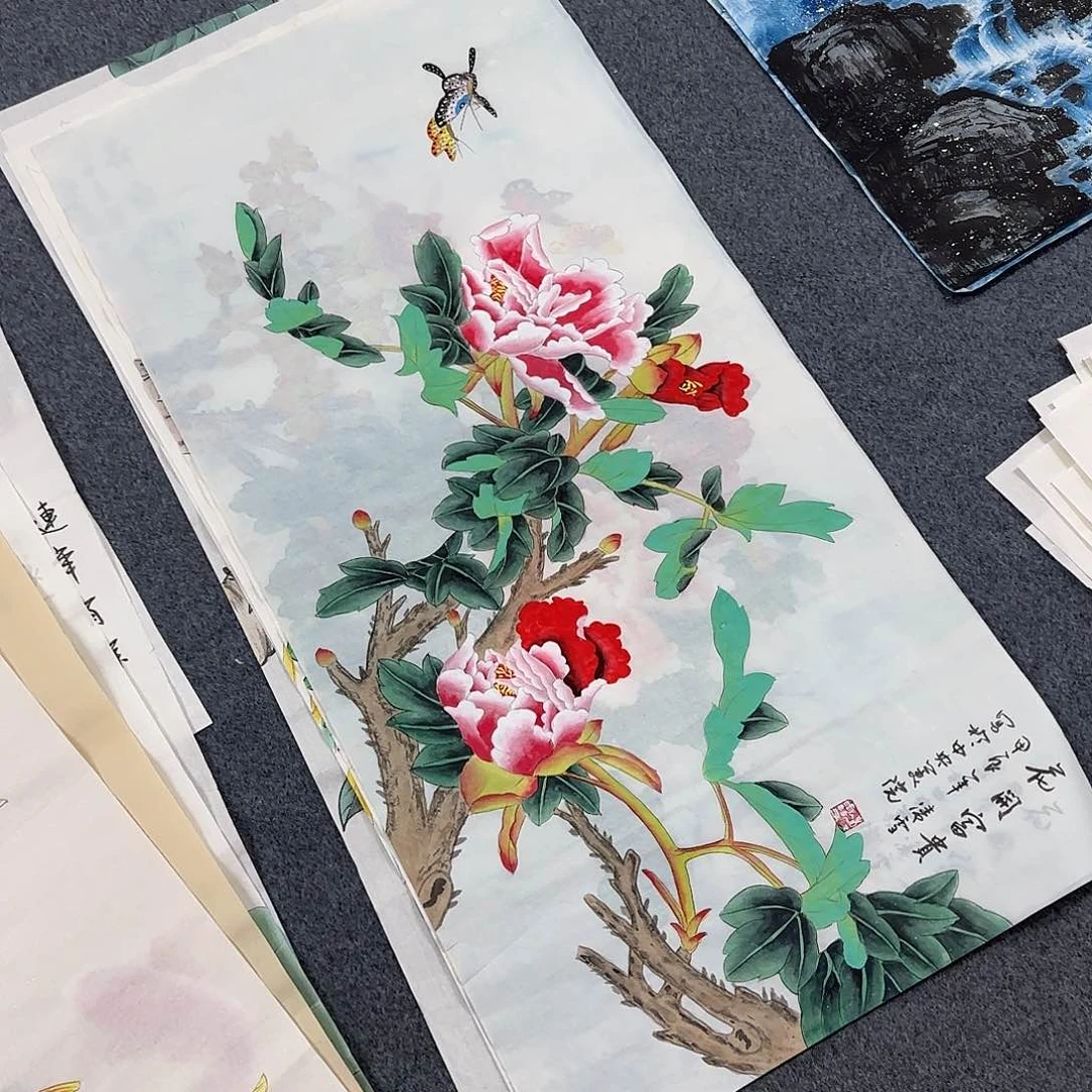 国画尺寸50X100手绘作品