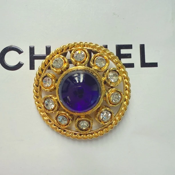 95新 Chanel/香奈儿 Chanel vintage香奈儿中古蓝琉璃胸针