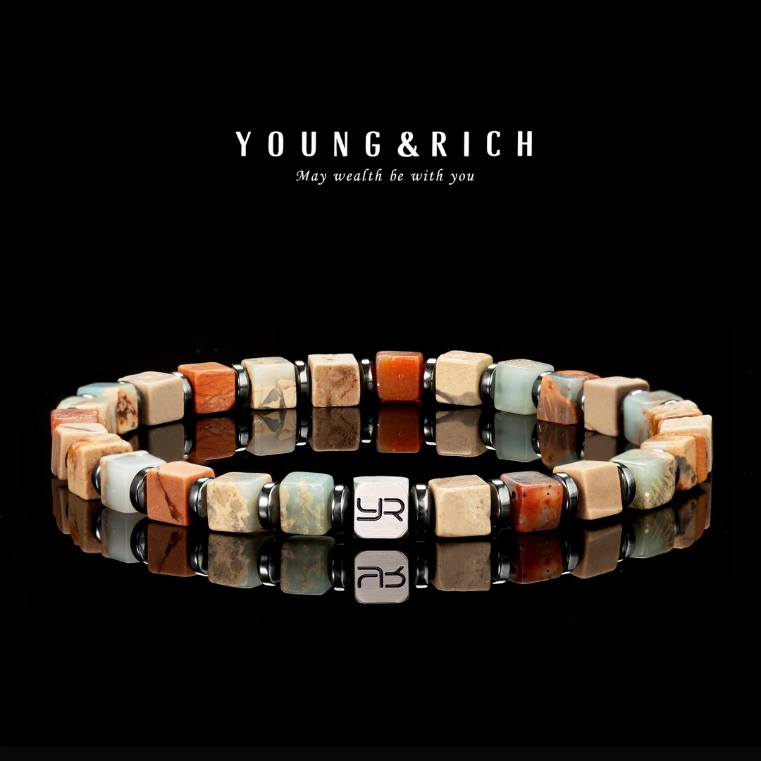 YOUNG&RICH天然寿山石4mm复古个性时尚配饰小众手串波西米亚风
