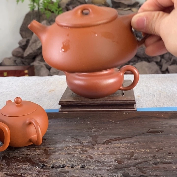 紫砂茶壶赵庄朱泥石瓢150左右的容量半手