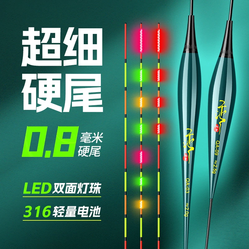 乐池0.8mm极细尾LED轻量电子夜光漂高灵敏鲫鱼漂超亮日夜两用浮漂