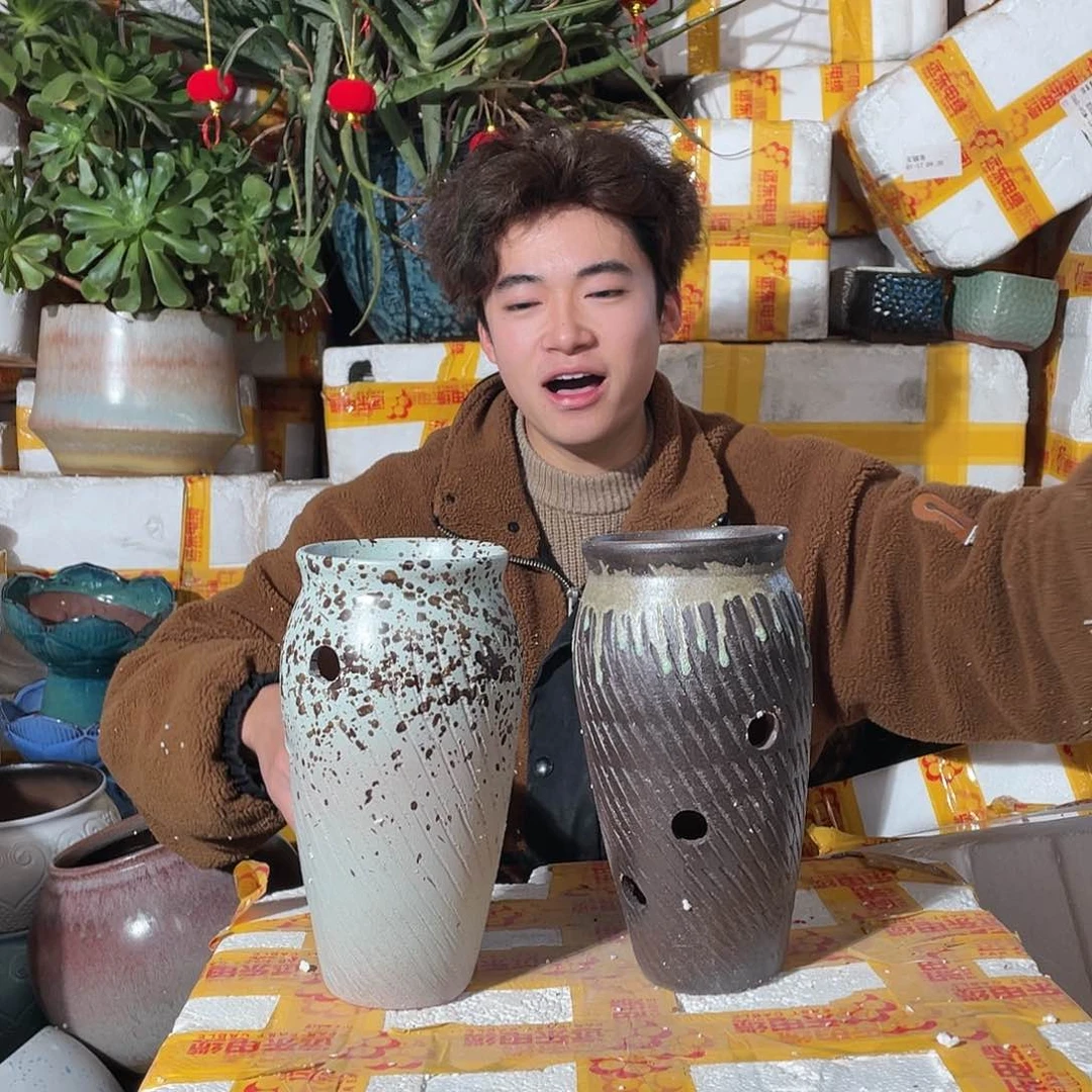 无铅玻璃宜兴紫砂花盆