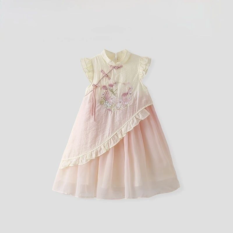女童汉服夏装2025新款洋气夏季中式公主甜美儿童宝宝连衣裙国风