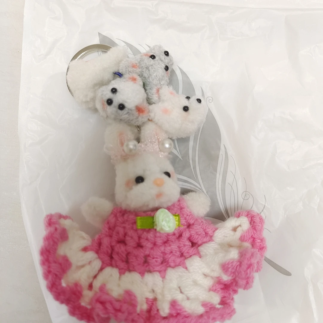 纯手工羊毛扭扭棒成品小兔子挂件