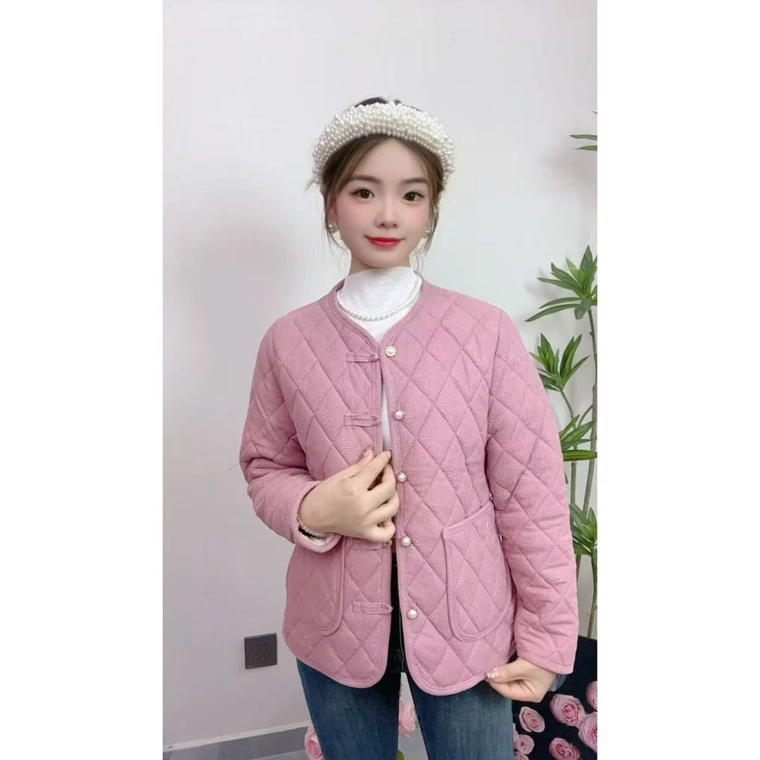 【温暖】新款加绒加厚款领保暖棉服棉衣上衣外套菱格休闲百搭棉袄