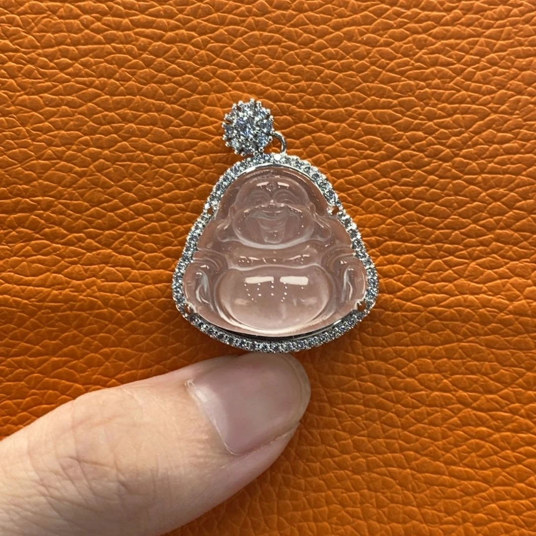 石英质玉吊坠(不含链)银S925镶嵌梁*