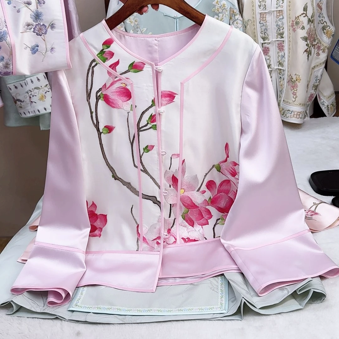 织绣真丝对襟外套