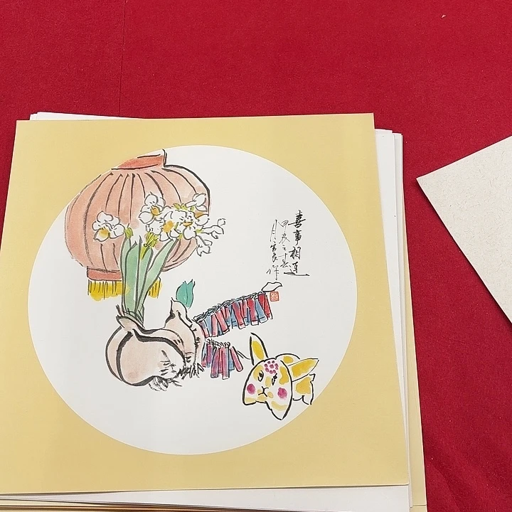国画花鸟等图案为一体