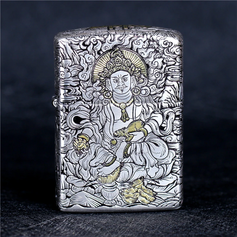zippo正品打火机 黄财神错金银盔甲机 防风送男朋友礼物高档