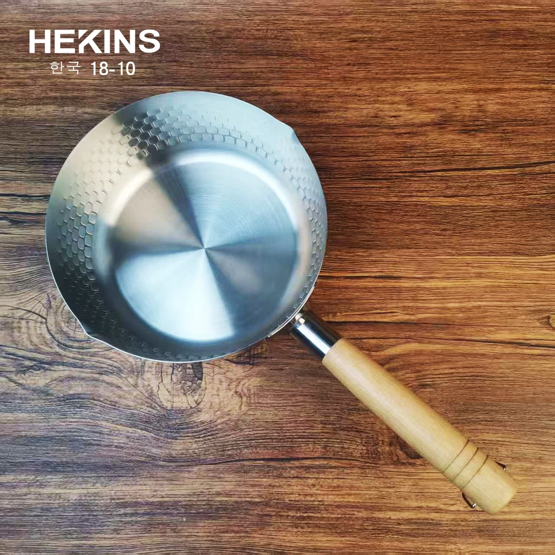 HEKINS雪平锅20cm不锈钢煎锅 无涂层奶锅宝宝辅食锅家用泡面锅