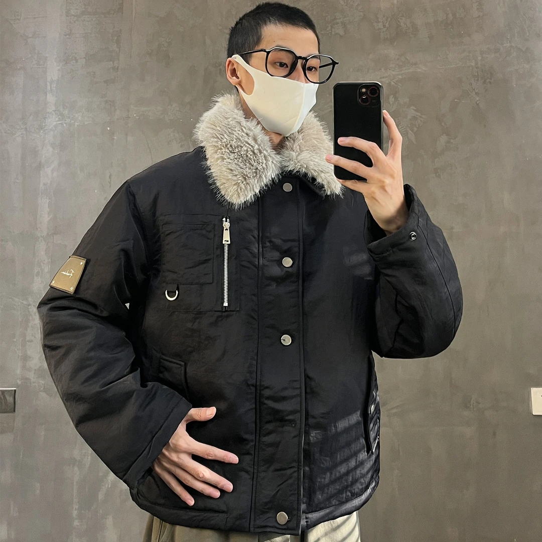 重头来过座山雕棉服美式可拆卸毛领棉衣外套男女冬季加棉加厚外套