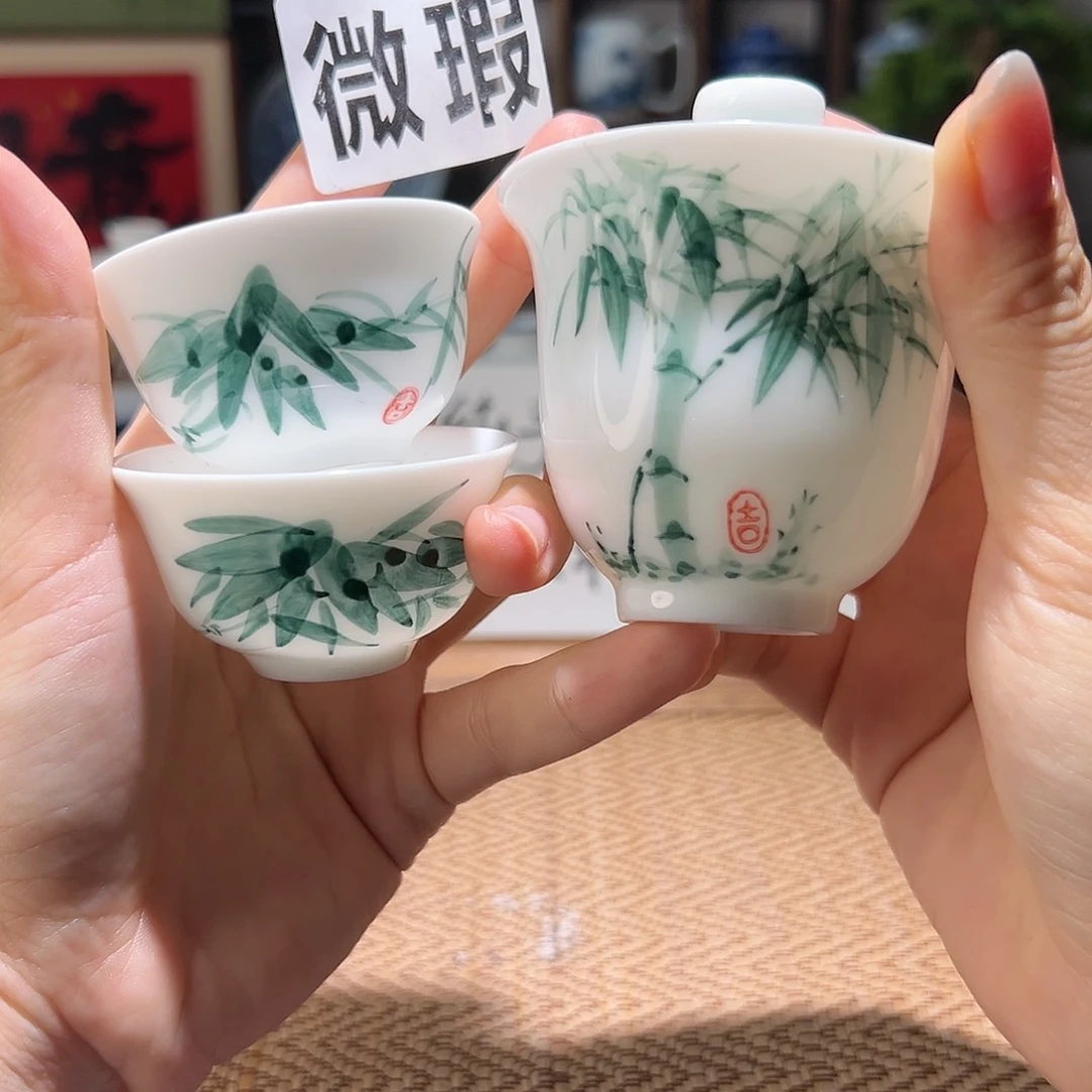 【闪购商品】微瑕 手绘 盖碗。