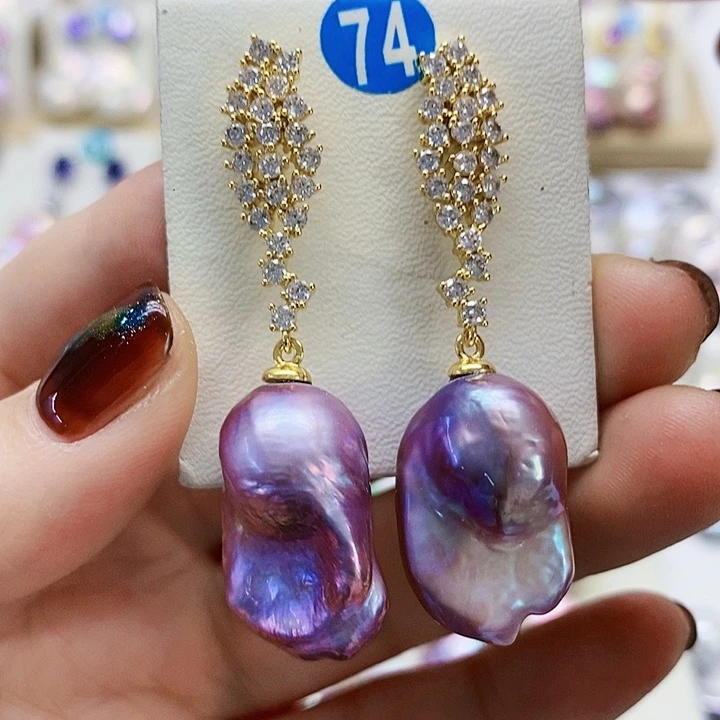 银S925镶嵌耳饰淡水珍珠