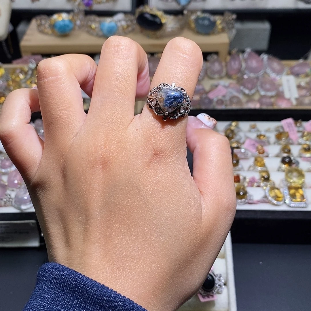 戒指银S925镶嵌烟晶