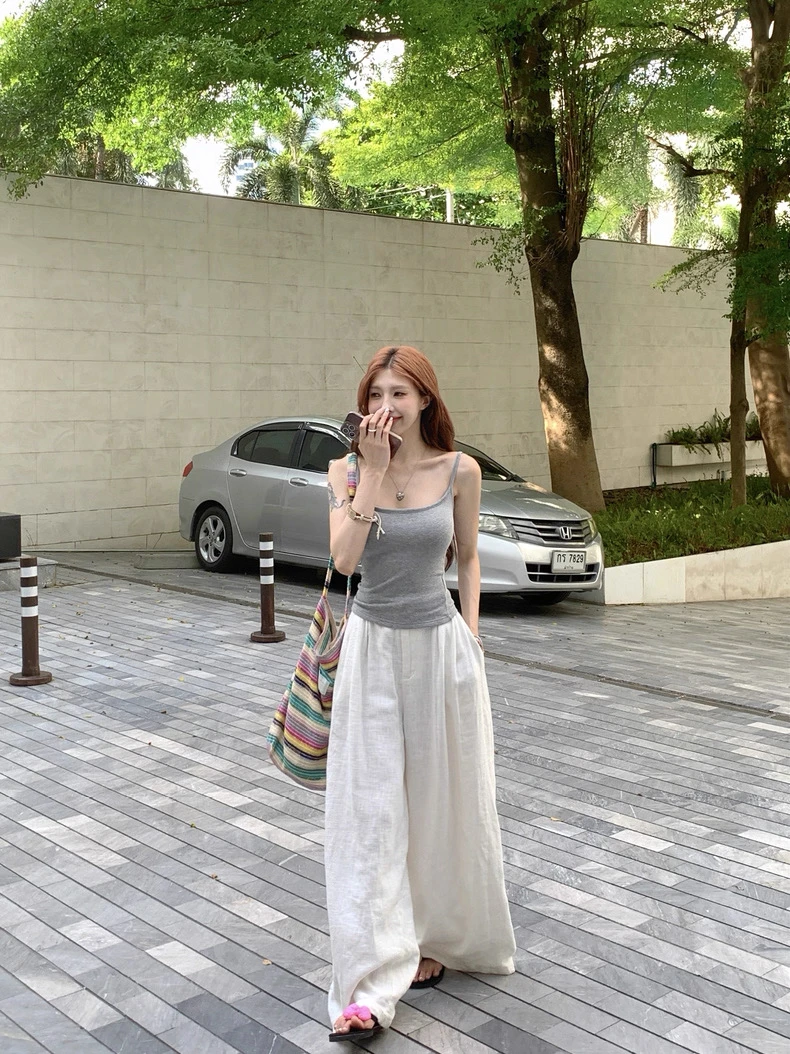 009夏季新款纯欲辣妹简约通勤百搭小众修身紧身内搭外穿吊带背心