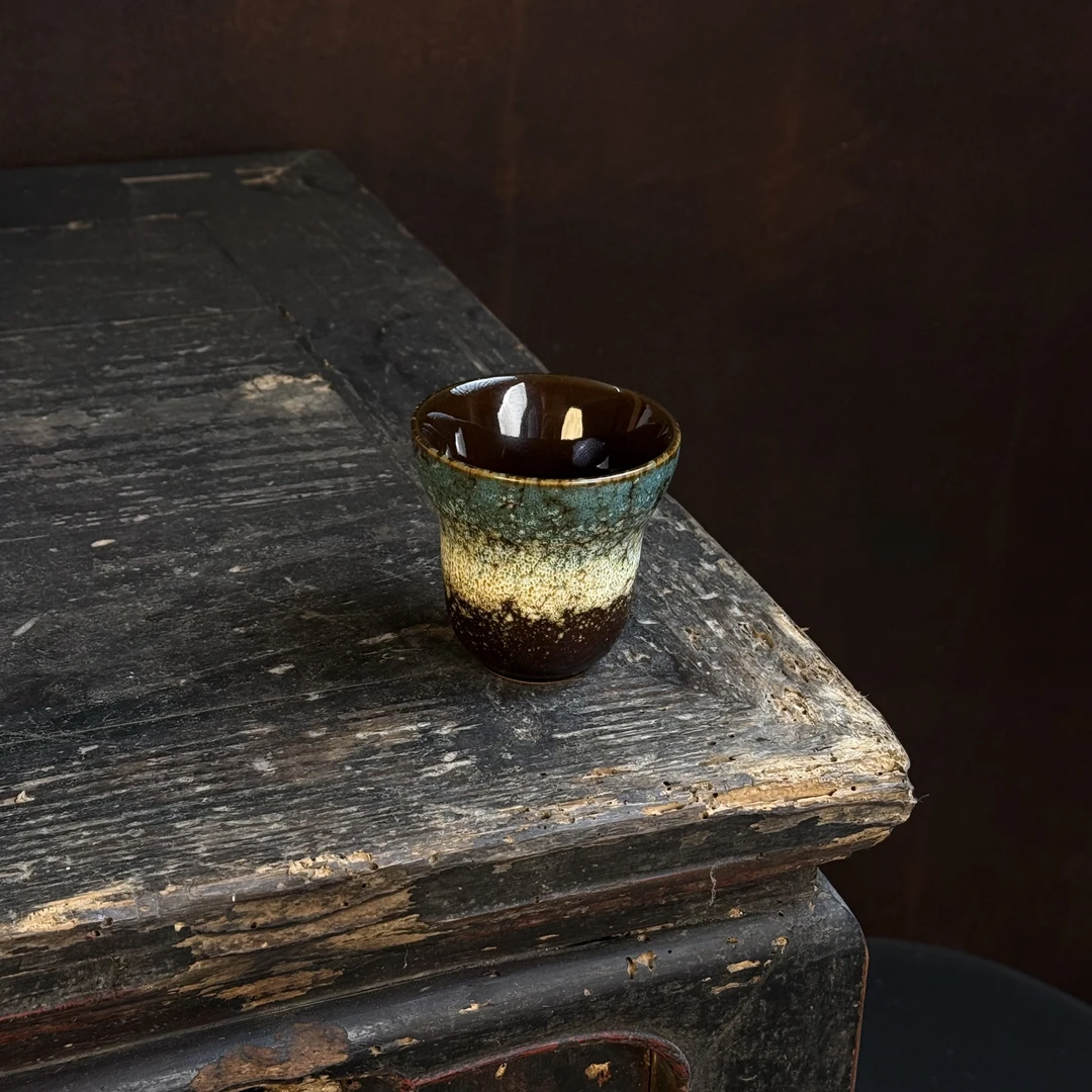 小黑 窑变不带把茶杯釉下彩陶瓷主人杯复古家用茶具杯蓝色100cc