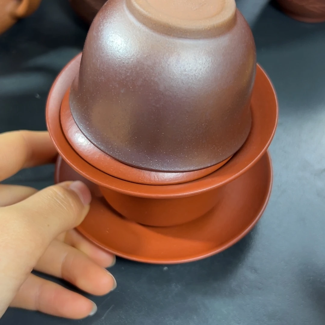 达***风紫砂茶杯盖碗加杯子