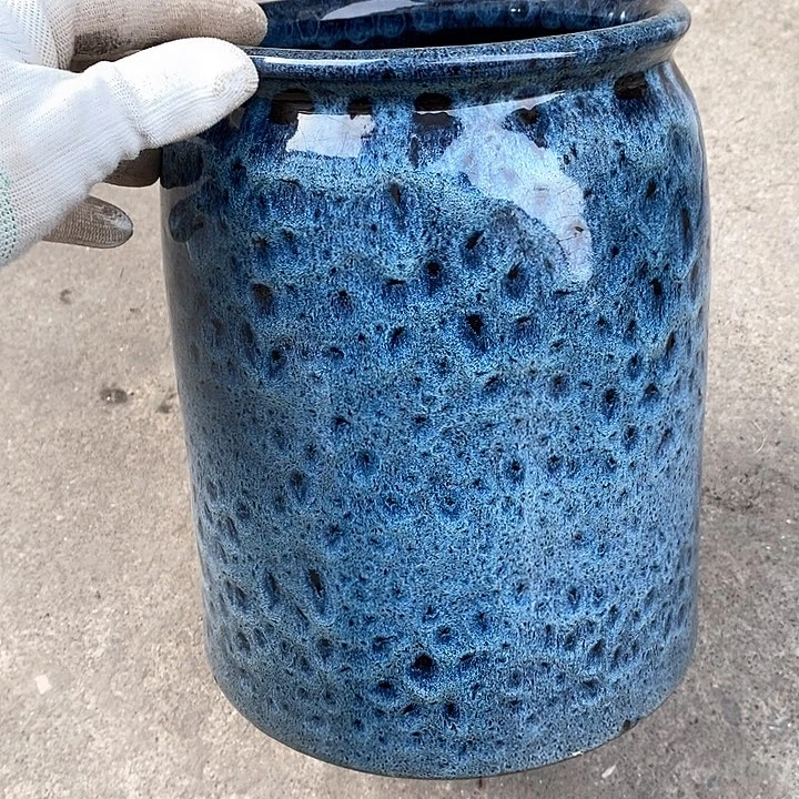 红泥花盆口17高26瑕疵
