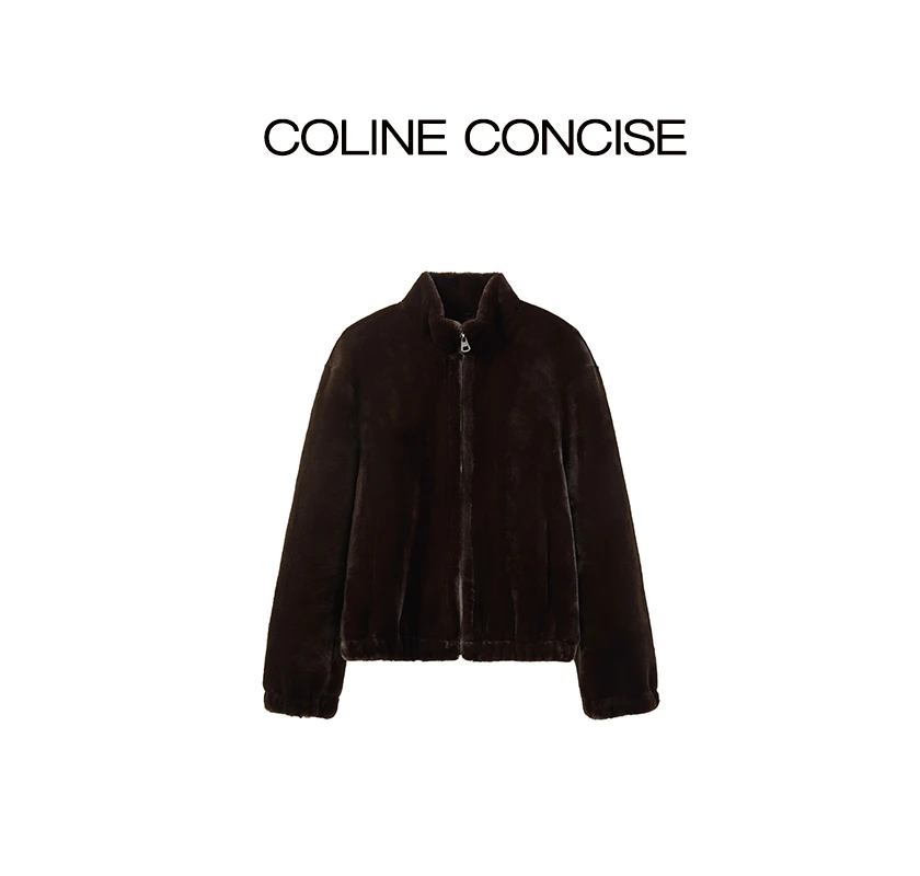 COLINE CONCISE 马德里棕保暖柔软毛毛外套25FW