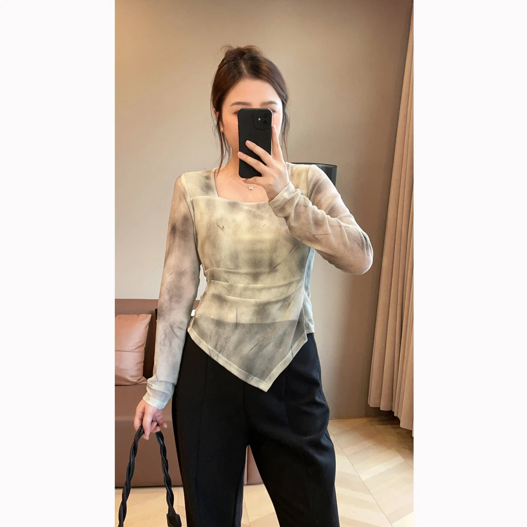 大萌萌 日常新中式晕染波罗格上衣微胖显瘦百搭通勤P225Z00893