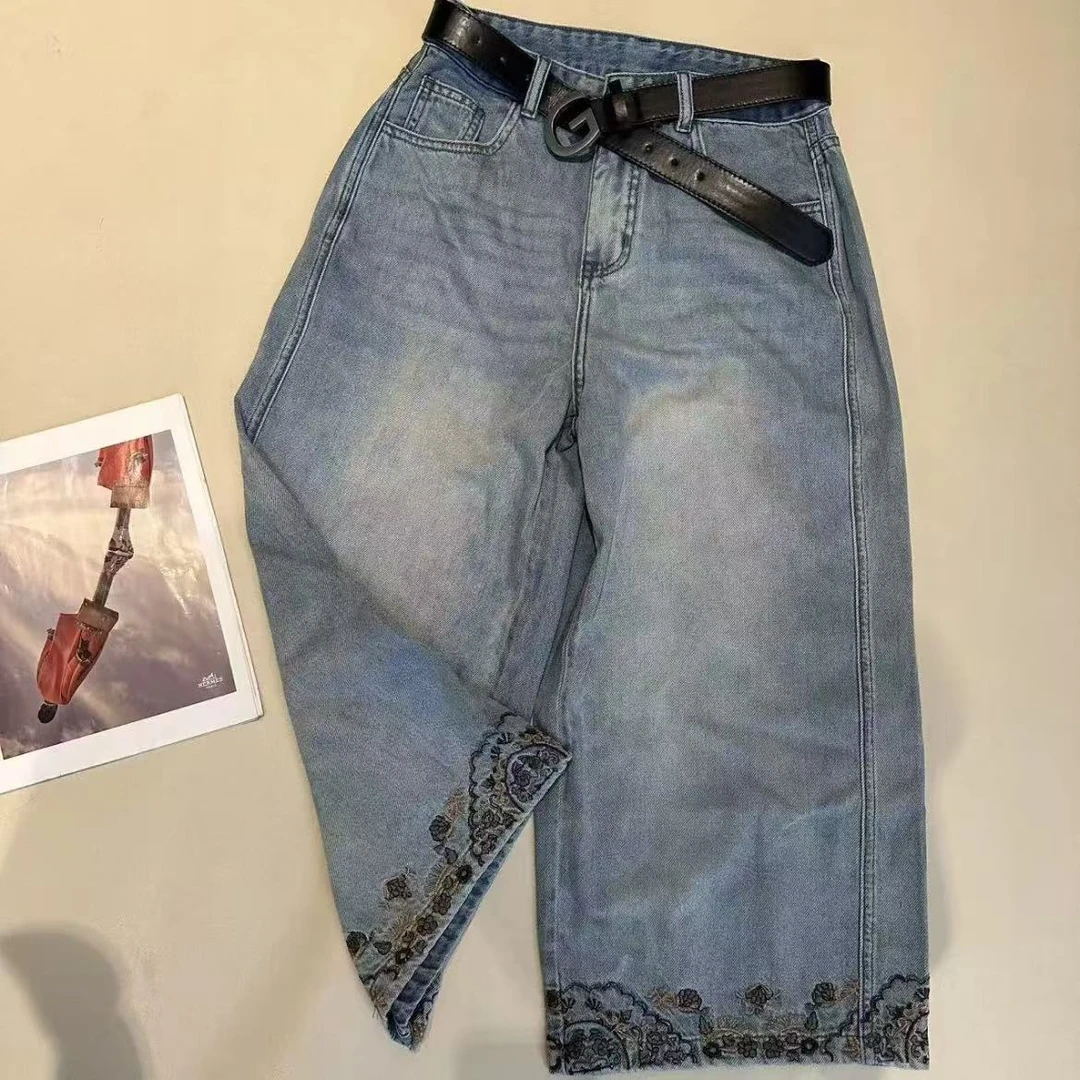 《小小泽兰专属》K6111夏款水洗七分奶奶牛仔裤显瘦百搭新款裤子