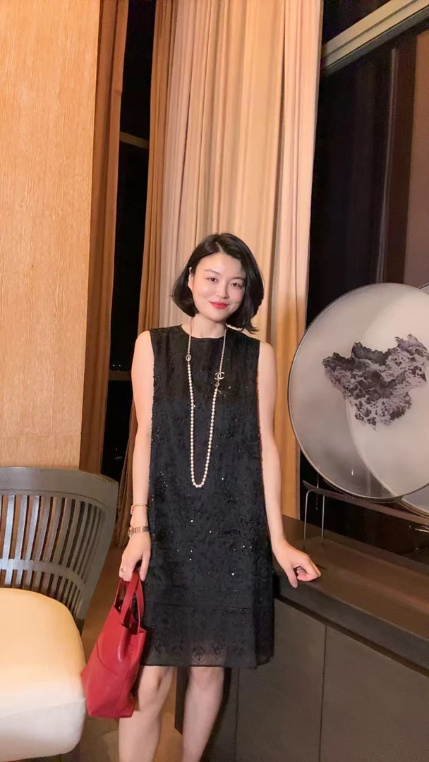 TANTAN 显瘦百搭无袖宽松中长款连衣裙1223