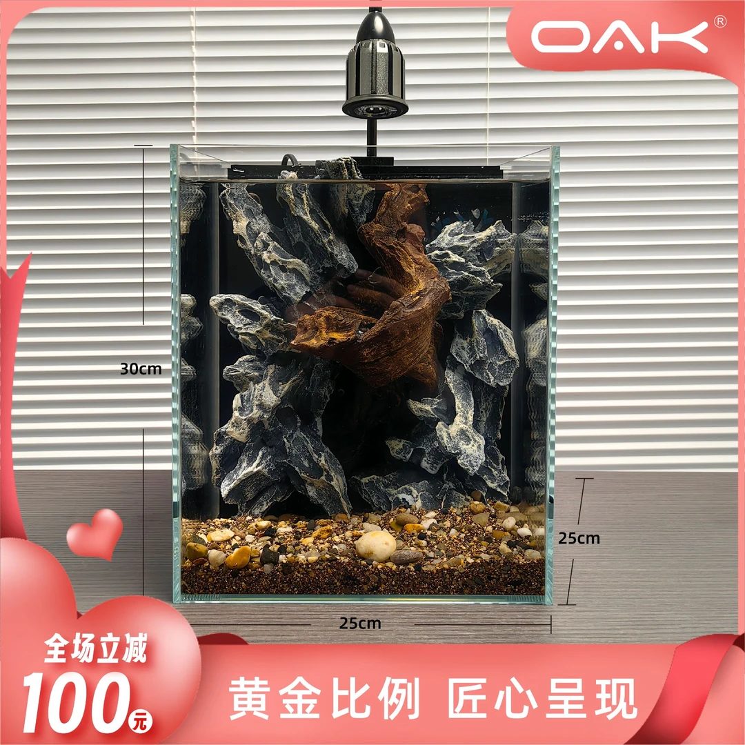 C1桌面景观鱼缸水族背滤生态沉木造景