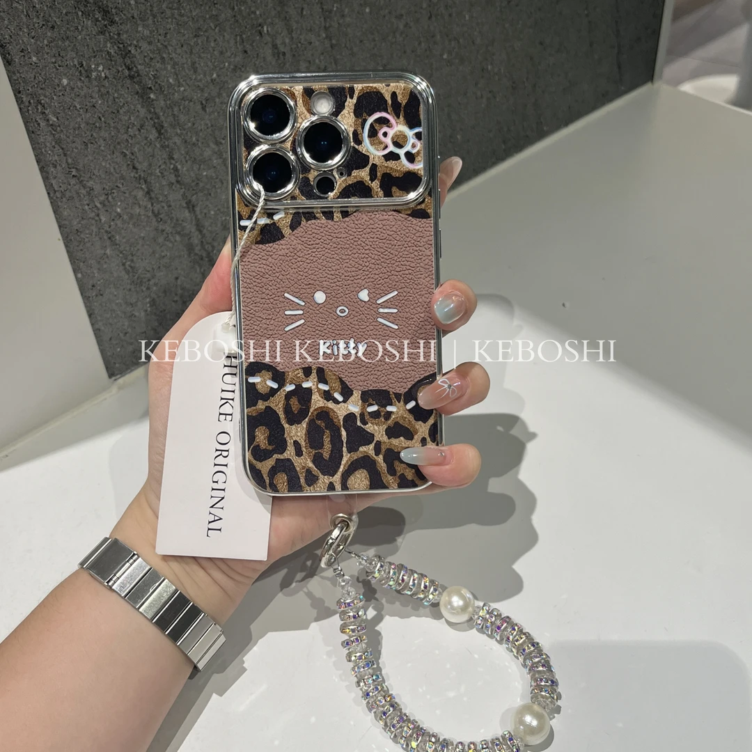 电镀大视窗豹纹表情kt适用苹果vivo华为oppo小米iPhone17手机壳软