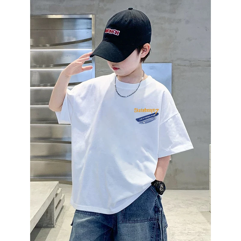 韩版设计2025新款男童t恤圆领短袖休闲男女夏季卡通动漫T恤中大童