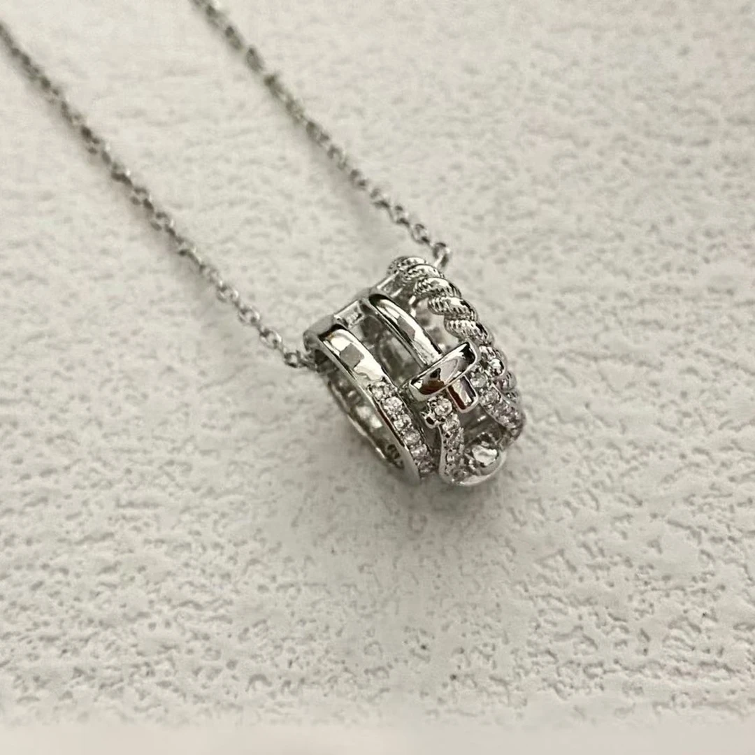 铜合金锆石项链 D216银色马蹄扣闪闪项链