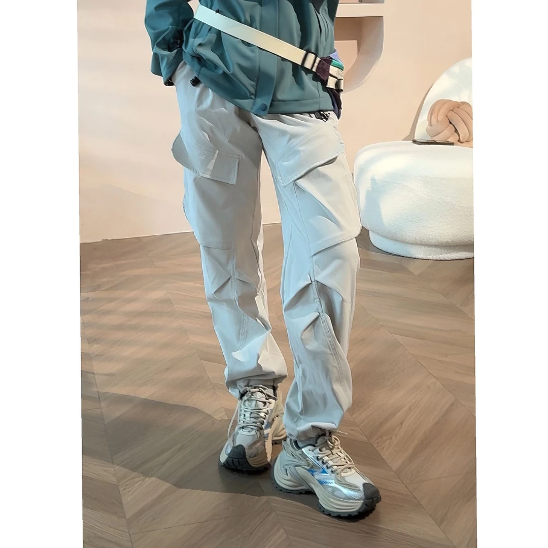 MAYBEYOND 25AW春季新款休闲百搭时尚宽松梭织直筒可松紧工装裤